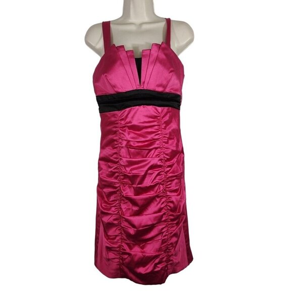 Ruby Rox Sheath Bodycon Dress Ruched Juniors Size 9 Sleeveless Pink Fuchsia - Picture 1 of 10